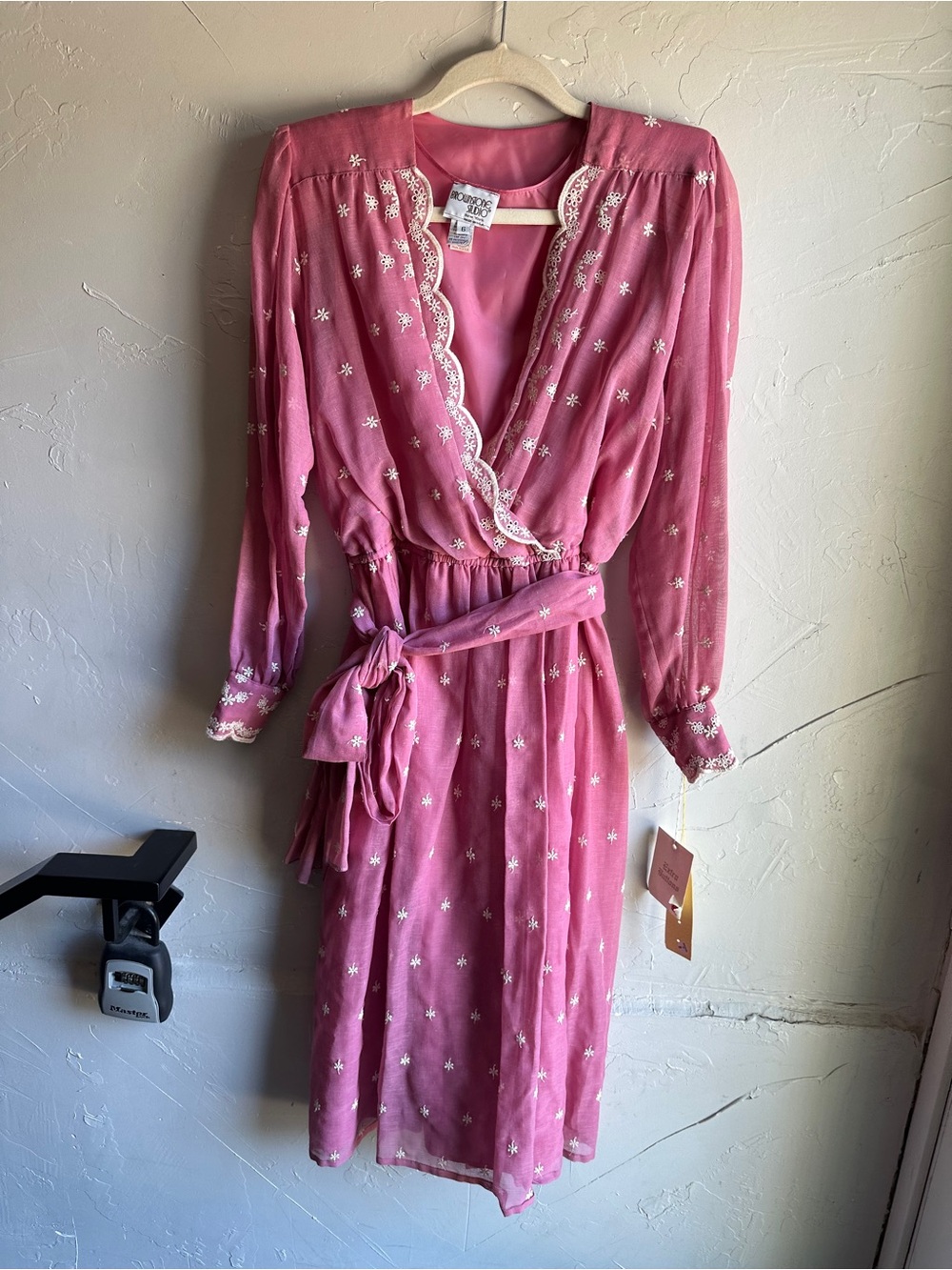 Vintage Pink Prairie Cottagecore Midi Dress NWT Romantic Floral Embroidered USA - Picture 2 of 15